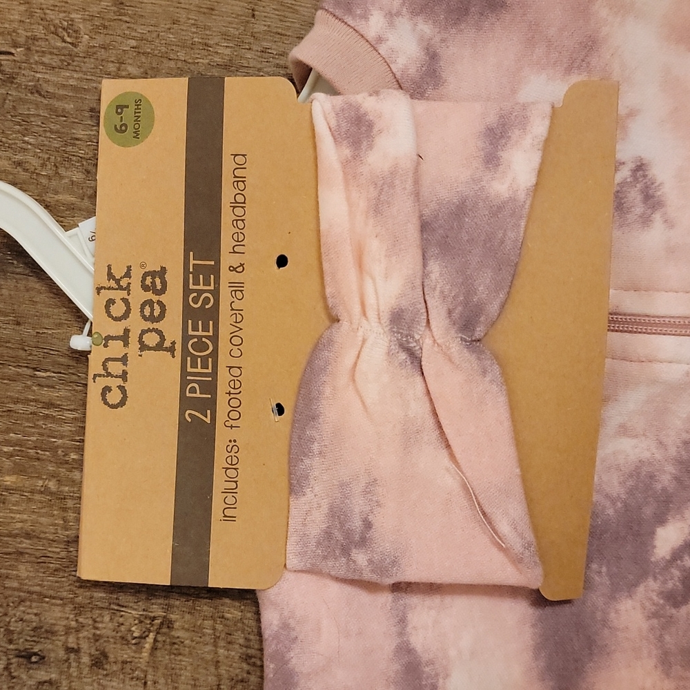 chick pea 2 Piece Tie-Dye Footed Coverall and Headband - Picture 3 of 3